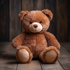 Brown Teddy Bear on wooden surface