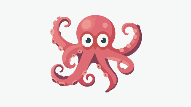 Octo Cute Logo flat vector isolated on white background