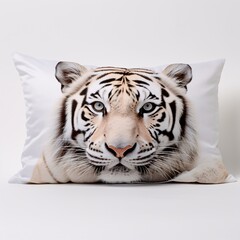 A stunning tiger-printed pillowcase covering a bright white pillow