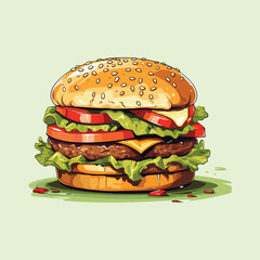 a drawing of a hamburger with a picture of a hamburger on it.