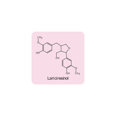Lariciresinol skeletal structure diagram.lignan compound molecule scientific illustration on pink background.