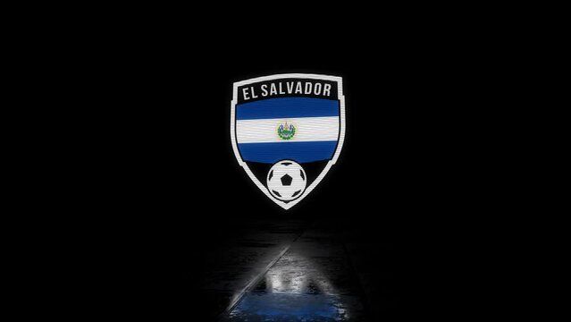 El Salvador Animated Glitchy Shield Shaped Football or Soccer Badge