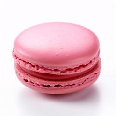 Pink macaron on a clean white surface