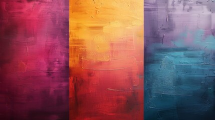 Three abstract paintings background wall for decoration, texture, and bright color. Contemporary art. Works of art. The spots of paint. The paintbrush. Modern art ......