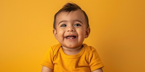 Smiling South American Toddler in Yellow