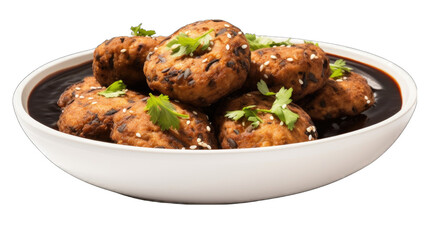 Create A High quality sabudana vada in black on white background