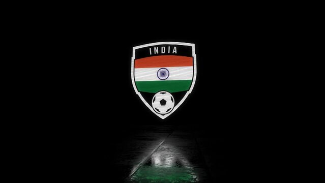 India Animated Glitchy Shield Shaped Football or Soccer Badge