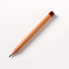 Classic wooden pencil lying on a blank white sheet of paper