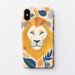 A captivating lion-patterned smartphone wallpaper with bold illustrations, displayed on a clean white screen