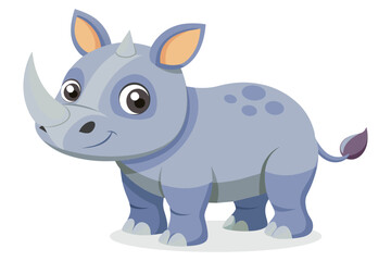 Baby rhinoceros Animal flat vector illustration on white background