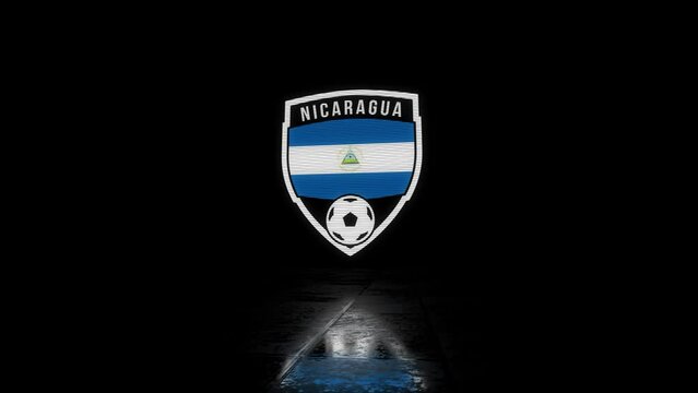 Nicaragua Animated Glitchy Shield Shaped Football or Soccer Badge
