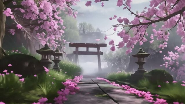 Pagoda Amidst the Cherry Blossoms, Generative AI