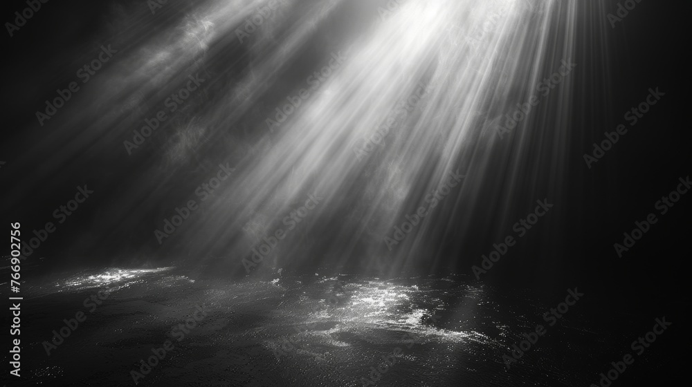 Poster Overlay design or screen blending with rays of light on black abstract background