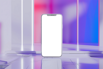Smartphone mockup on trendy futuristic background, colored glass, glassmorphism, UX or UI product presentation, PNG with transparency (4)