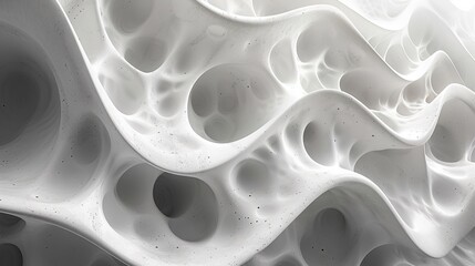 Surreal white fluid forms with a porous, organic texture. Generated AI. - obrazy, fototapety, plakaty