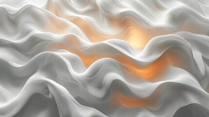 Abstract wavy texture in white with soft orange light. Generated AI. - obrazy, fototapety, plakaty