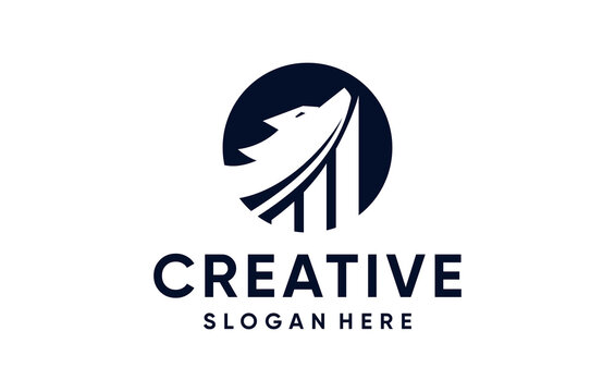 financial coyote negative space logo design