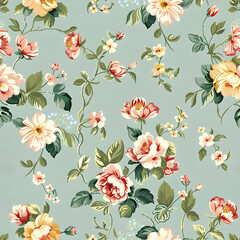 seamless pattern with flowers pattern ai generative 