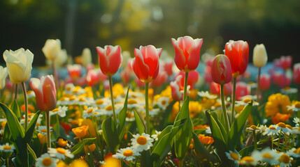 Vibrant Spring Garden: Cinematic Landscape, Background