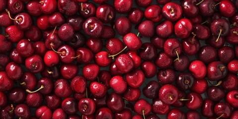 Fresh Organic Cherries Texture Background