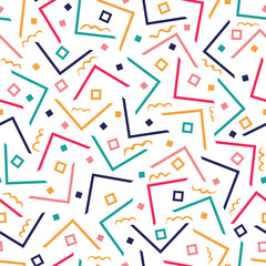 Vector Seamless Color Lines, corners and squares Pattern Background