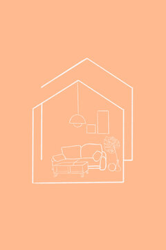 Home interior logo against orange background