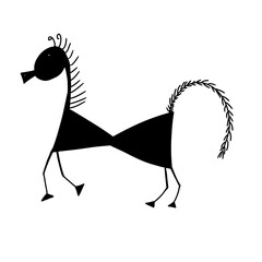 Indian warli painting art cartoon horse