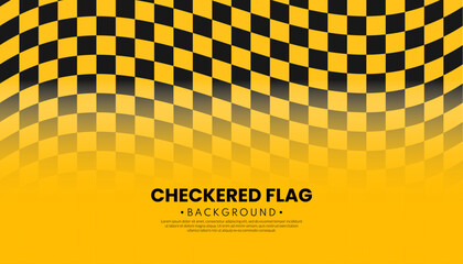 Abstract background with yellow checkered flag pattern. Racing concept. Vector illustration.