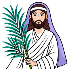 Jesus Palmsonntag - Christliche Ostern - Vektor Art coloriert - für Powerpoint, Schule, Universität, Briefe