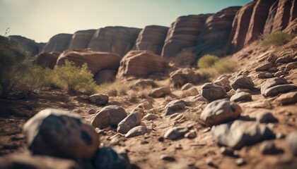 canyon landscape, landscape with rocks, ravines, sand pit scene