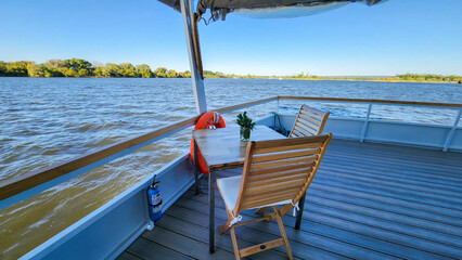 Table on the boat on the Zambezi river