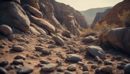 canyon landscape, landscape with rocks, ravines, sand pit scene - obrazy, fototapety, plakaty