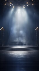 a stage with a light and a curtain