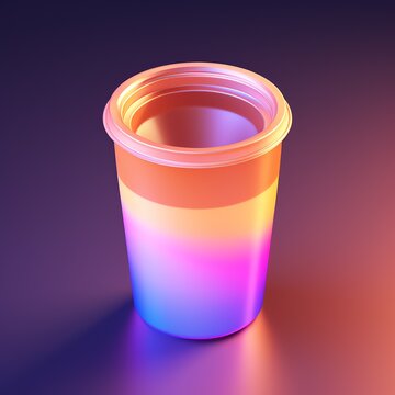 a plastic cup with a rainbow colored lid