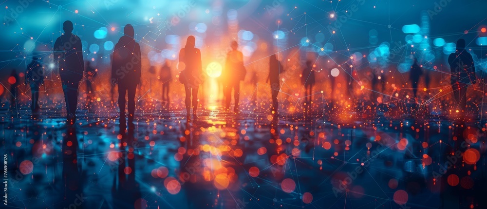Aufkleber the concept of a group of people and a communication network. the concept of social networks. the co