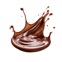 Pouring chocolate dripping, isolated on empty background.