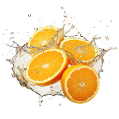 Lemons with water splash, isolated on empty background.