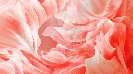 Abstract flowing fabric design in pink and white hues. Generated AI. - 766911361