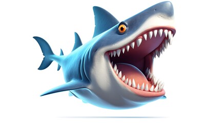 a cartoon shark with sharp teeth
