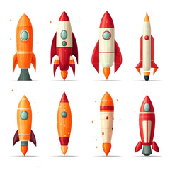 cute toy rocket isolated on transparent background