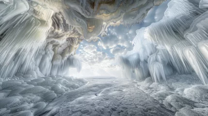 Fototapeten Majestic Frozen Landscapes: Ice Formations and Frost Patterns © Nijam