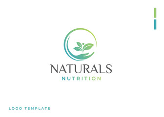 Leaf hand logo design, logo for natural health nutrition.