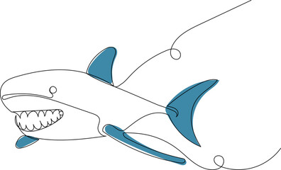 shark with teeth sketch, on a white background vector