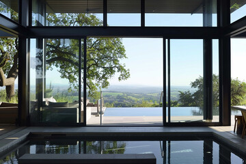 A contemporary glass gate offering uninterrupted views of the surrounding landscape.