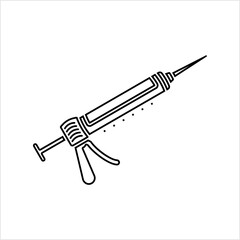 Silicone Sealant Gun Icon, Silicone Rubber Adhesive Applicator Gun