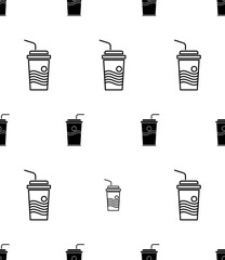 Soda Glass Icon Seamless Pattern, Beverage Glass Icon