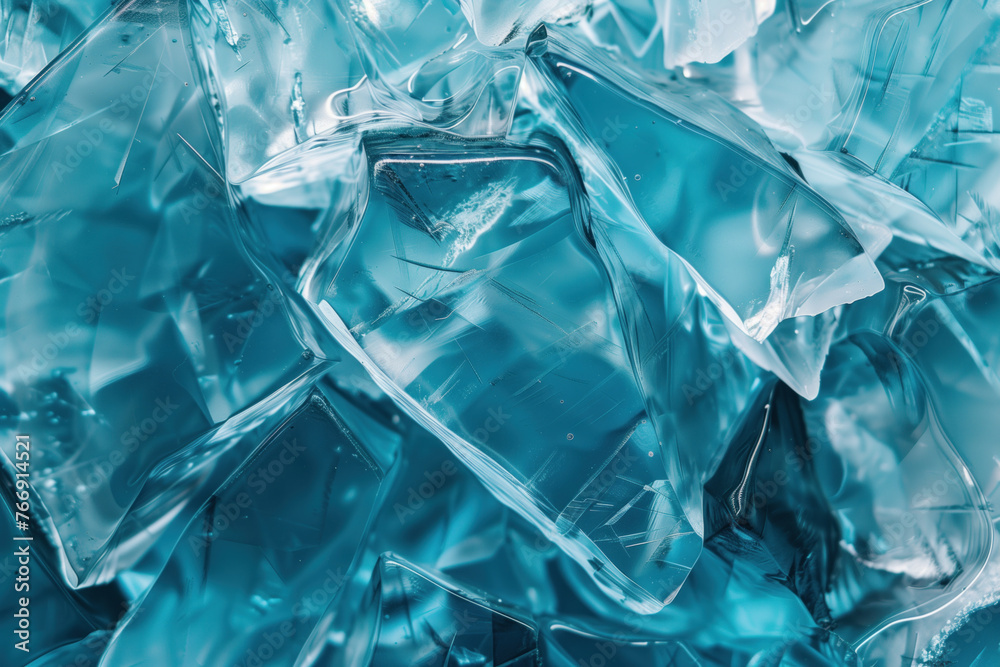 Poster closeup ice cubes texture. background image. created with generative ai technology.