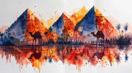 Watercolor illustration of Egypt