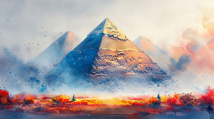 Watercolor illustration of Egypt