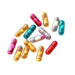 Pills alone isolated on transparent background